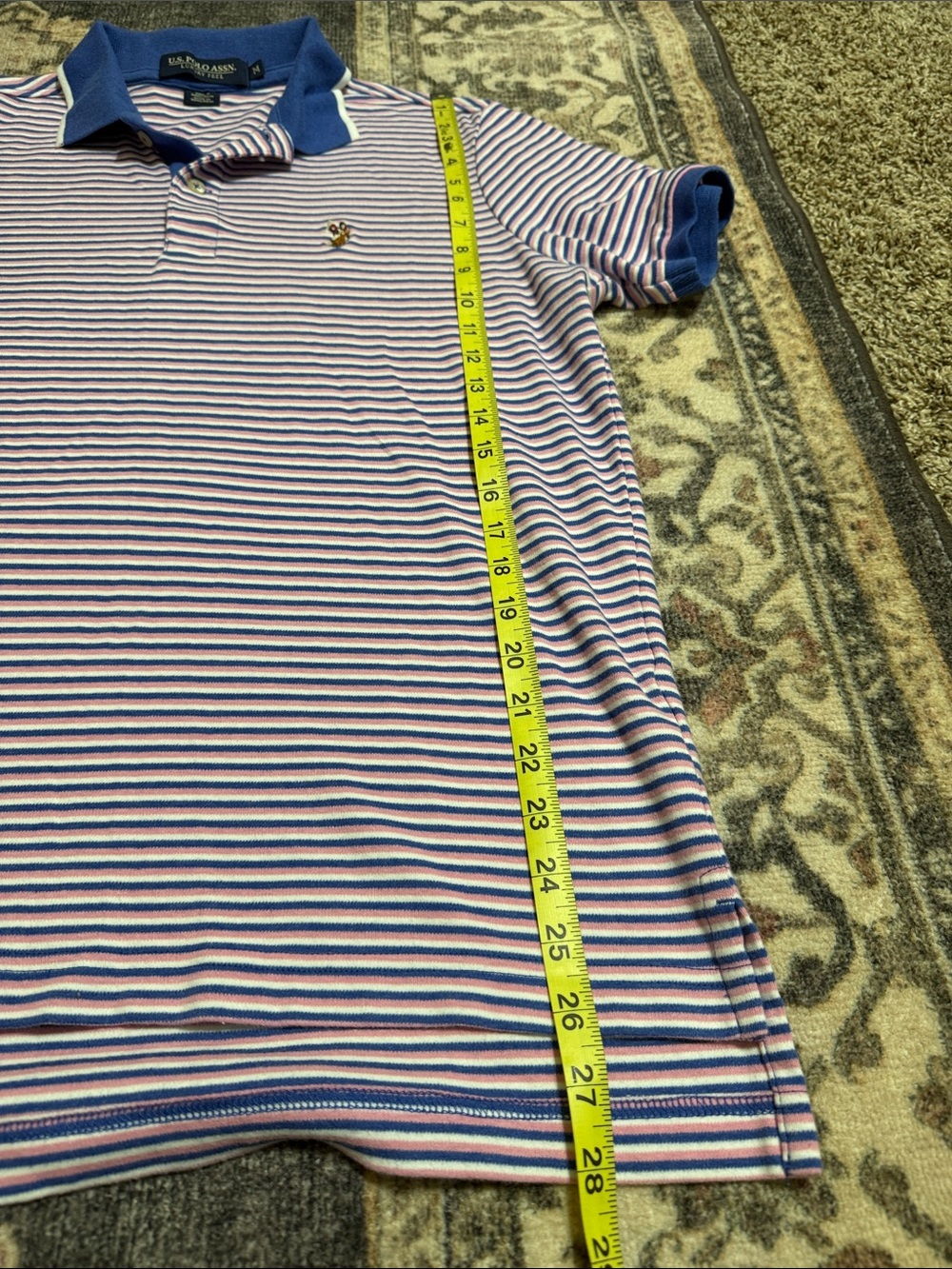 U.S. Polo Assn. Blue & White Striped Men’s Polo with Contrast Collar - Picture 5 of 7